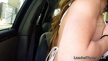 Teen with big boobs fucked and cummed in car pov