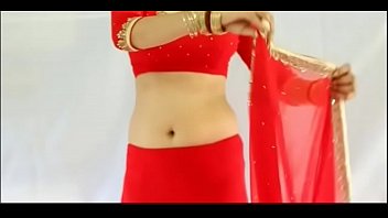 Sexy Girl Wearing Red Saree and showing her boobs and back