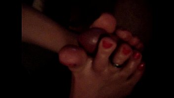 my gf providing me a foot fap with.